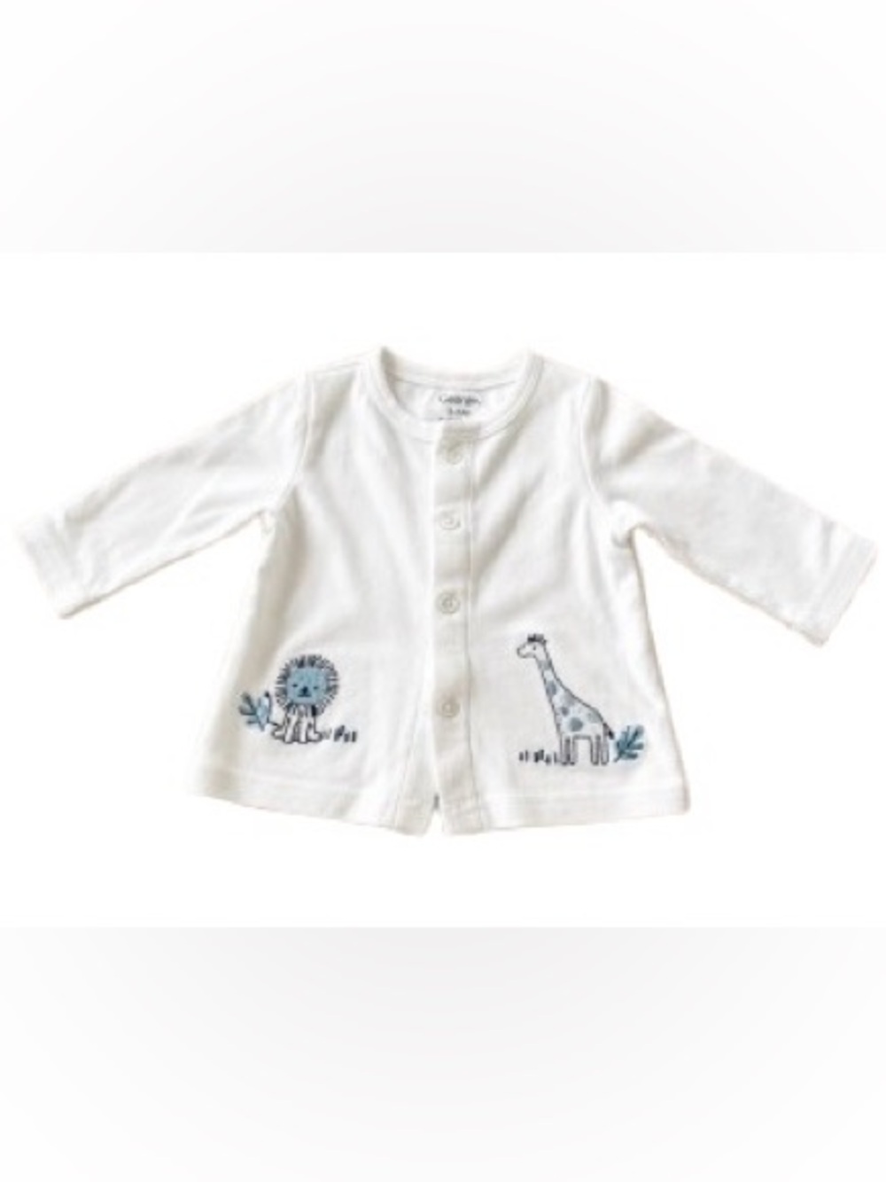 Sterling Baby Embroidered Cardigan – 3M White Lion & Giraffe